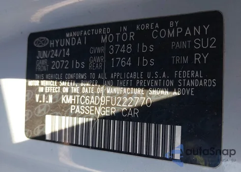 2015 Hyundai Veloster Re:flex из США, поврежденный, VIN KMHTC6AD9FU222770